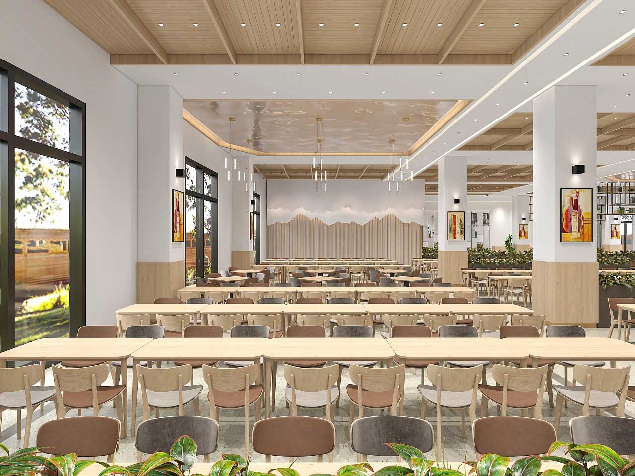 鄭州學(xué)校食堂設(shè)計-學(xué)校食堂裝修設(shè)計效果圖