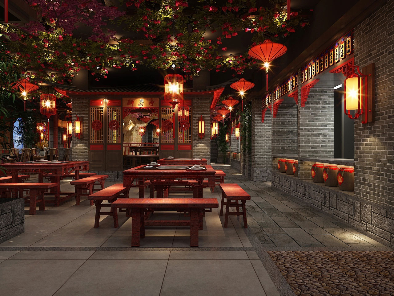 洛陽(yáng)火鍋店設(shè)計(jì)-中式火鍋店裝修設(shè)計(jì)效果圖