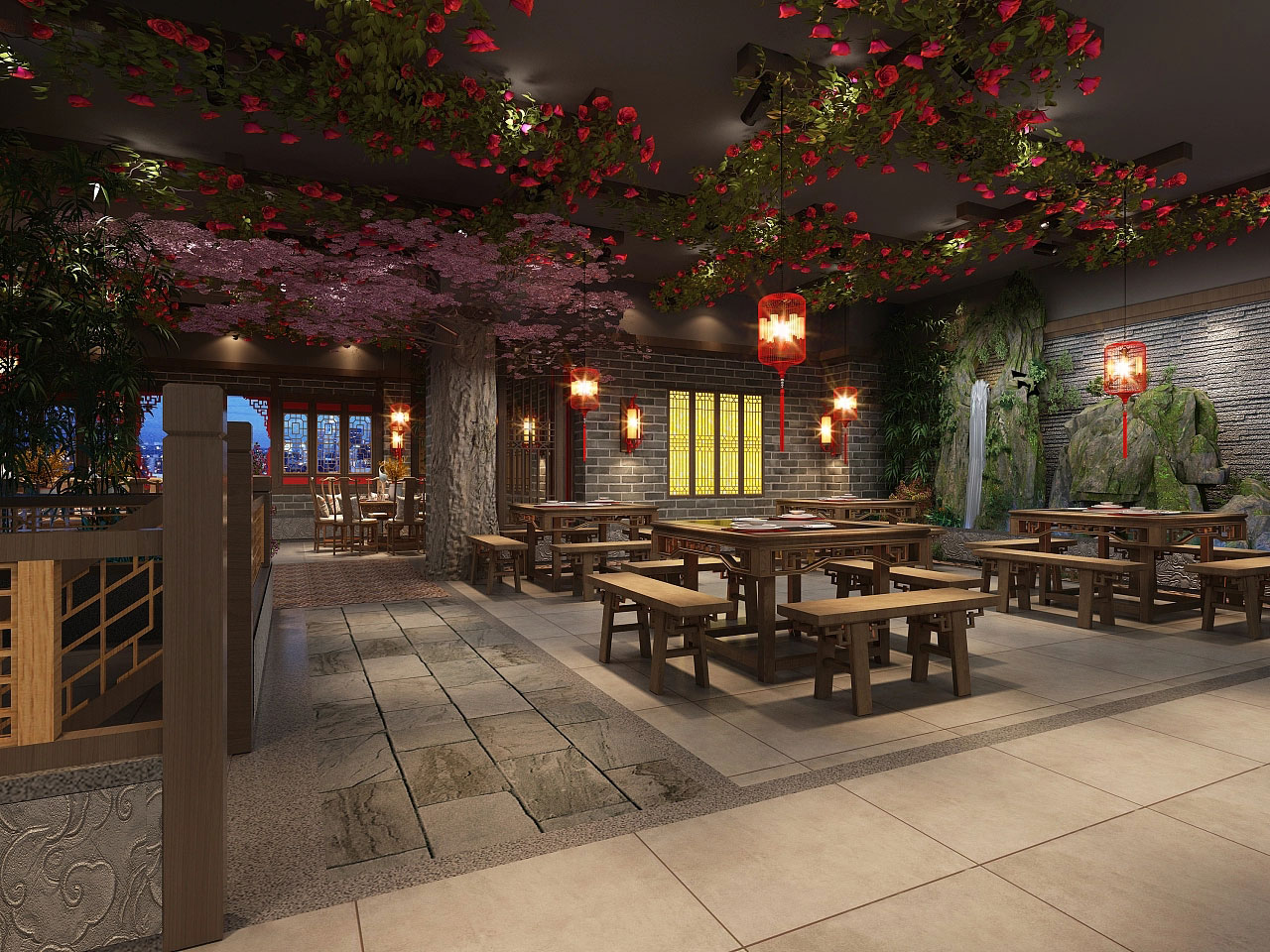 洛陽(yáng)火鍋店設(shè)計(jì)-中式火鍋店裝修設(shè)計(jì)效果圖