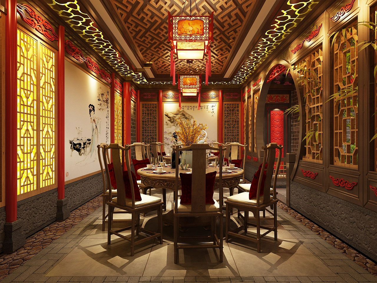 洛陽(yáng)火鍋店設(shè)計(jì)-中式火鍋店裝修設(shè)計(jì)效果圖