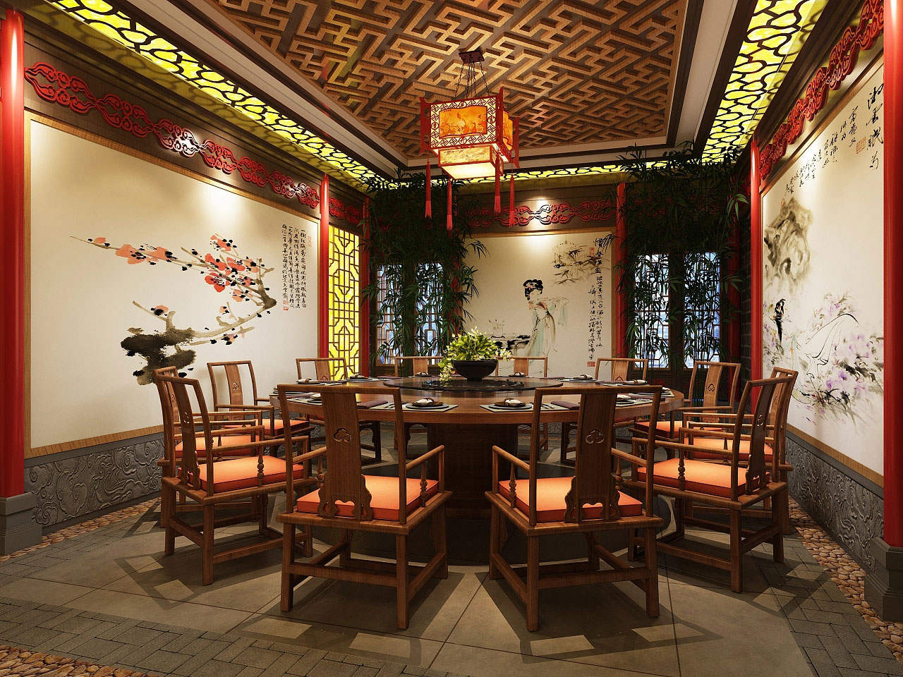 洛陽(yáng)火鍋店設(shè)計(jì)-中式火鍋店裝修設(shè)計(jì)效果圖