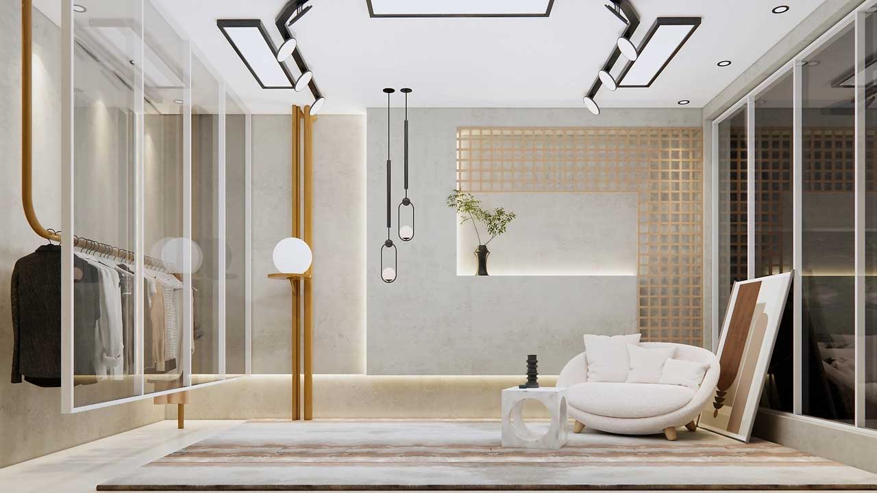 45平米服裝賣(mài)場(chǎng)直播間設(shè)計(jì)效果圖