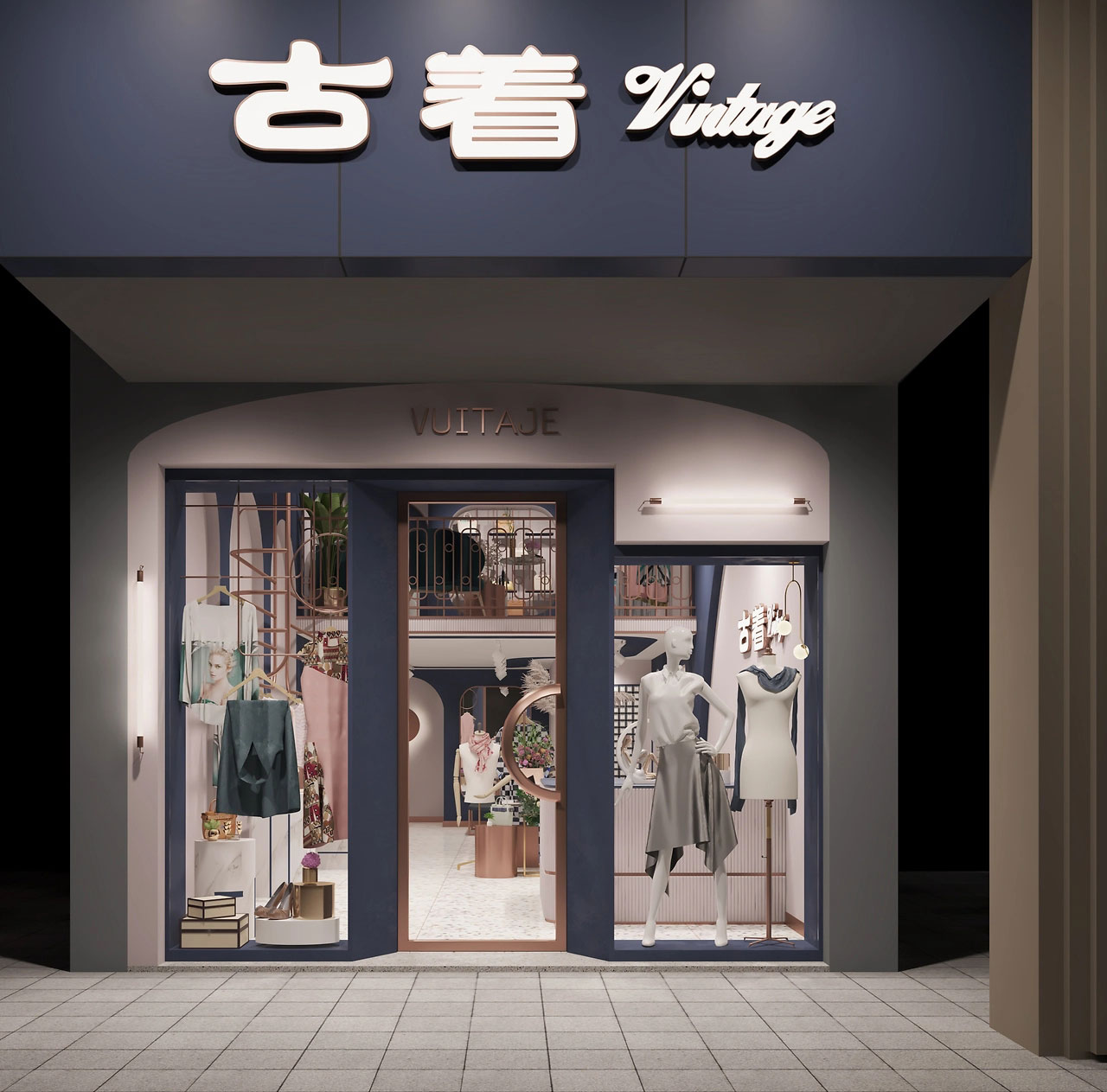 45平米輕奢服裝店裝修設(shè)計效果圖