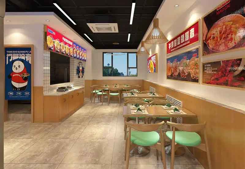 鄭州麻辣燙店裝修設計:熱鬧氛圍與自選餐臺設計