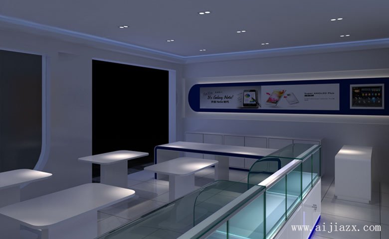 白色時(shí)尚的商場(chǎng)電子產(chǎn)品專柜展示區(qū)裝修效果圖